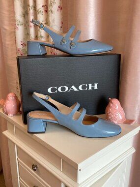 NWB Coach Winley Mary Jane slingbacks in bluebell, sz. 8